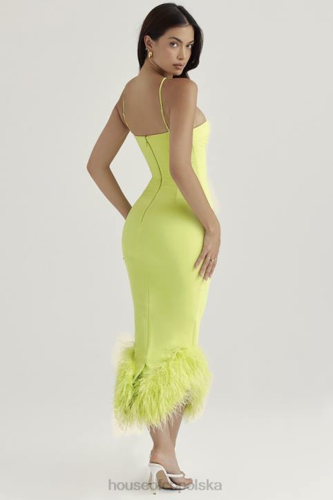 House of CB Limonkowa Midi Sukienka Alessia Stylowa Moda