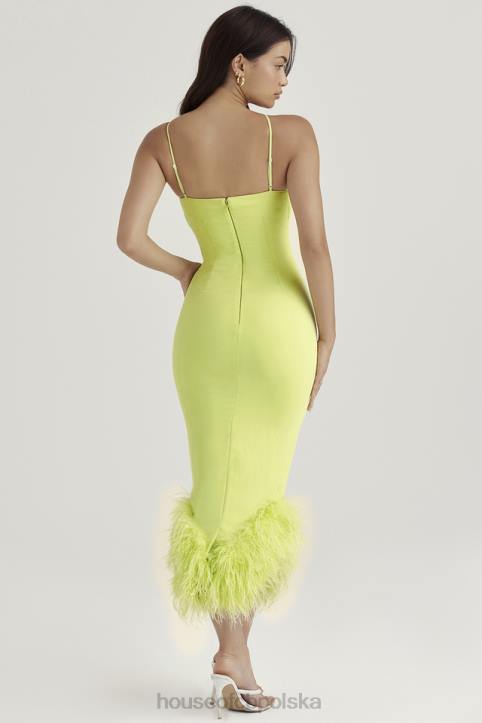 House of CB Limonkowa Midi Sukienka Alessia Stylowa Moda