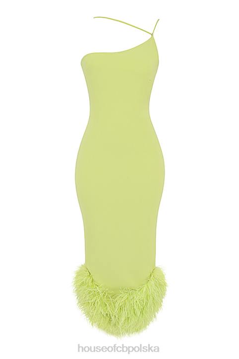 House of CB Limonkowa Midi Sukienka Alessia Stylowa Moda