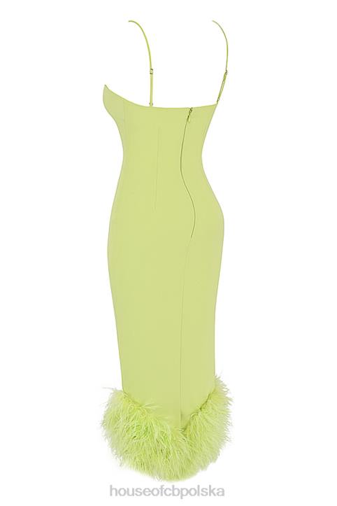 House of CB Limonkowa Midi Sukienka Alessia Stylowa Moda
