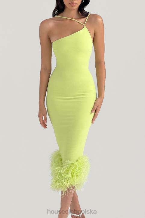 House of CB Limonkowa Midi Sukienka Alessia Stylowa Moda