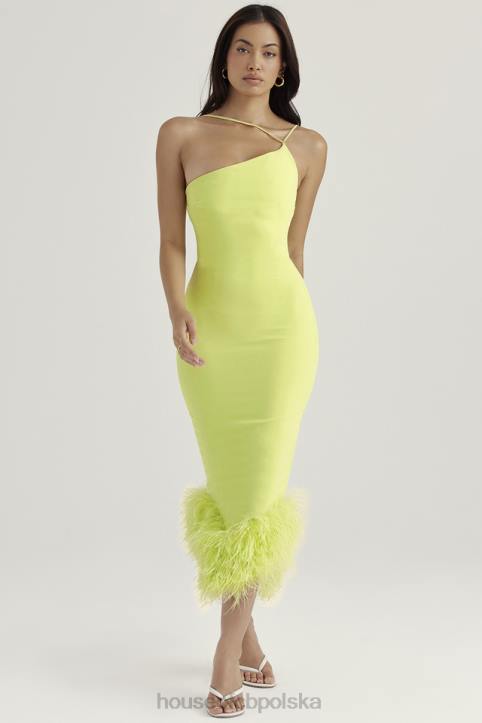 House of CB Limonkowa Midi Sukienka Alessia Stylowa Moda