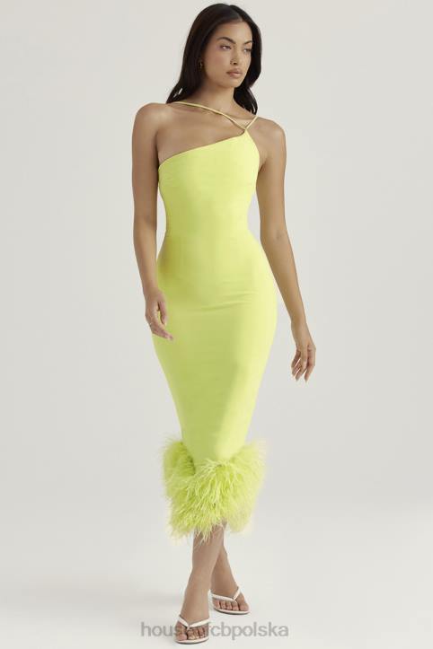 House of CB Limonkowa Midi Sukienka Alessia Stylowa Moda