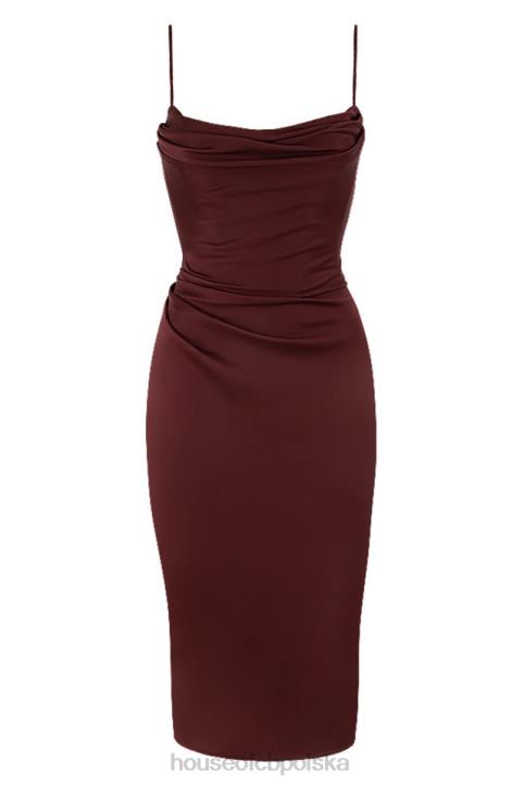 House of CB Anja Raisin Midi Sukienka Gorsetowa Satynowa Elegancka
