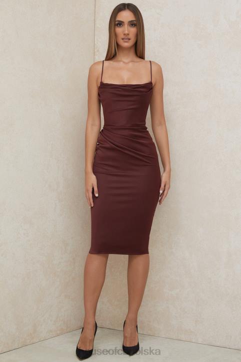 House of CB Anja Raisin Midi Sukienka Gorsetowa Satynowa Elegancka