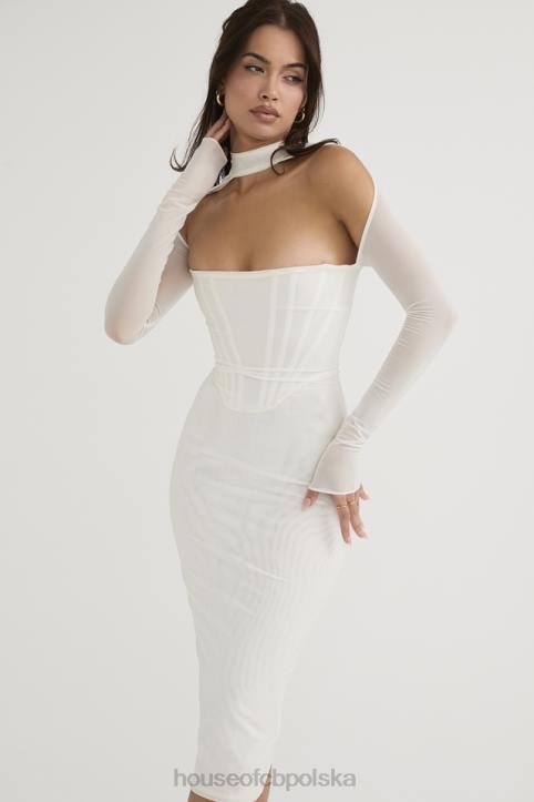 House of CB Biała Midi Sukienka Gorsetowa Milarose Elegancka Modna