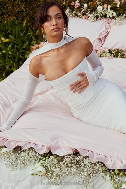 House of CB Biała Midi Sukienka Gorsetowa Milarose Elegancka Modna
