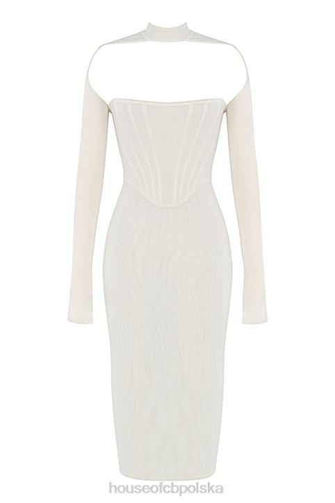 House of CB Biała Midi Sukienka Gorsetowa Milarose Elegancka Modna
