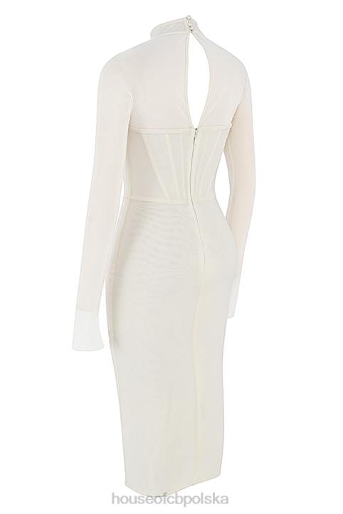 House of CB Biała Midi Sukienka Gorsetowa Milarose Elegancka Modna