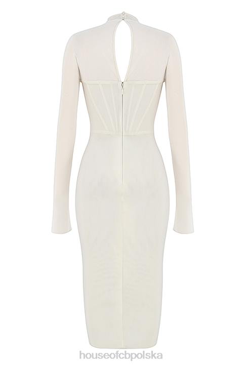 House of CB Biała Midi Sukienka Gorsetowa Milarose Elegancka Modna