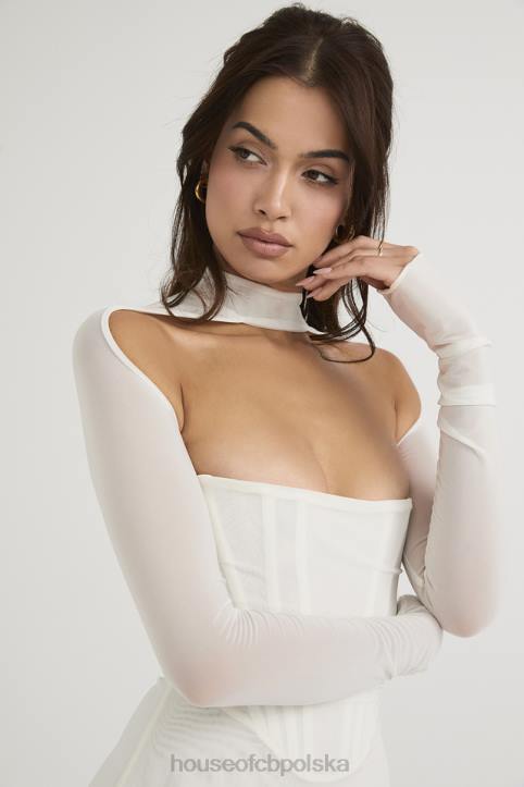 House of CB Biała Midi Sukienka Gorsetowa Milarose Elegancka Modna