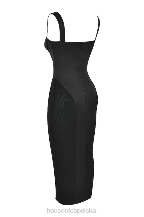 House of CB Czarna Gorsetowa Sukienka Midi Arielle Stylowa Elegancja na Każdą Okazję