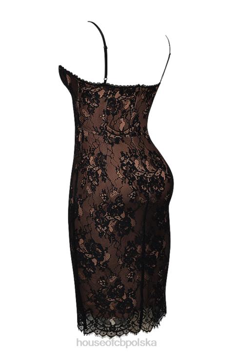 House of CB Czarna koronkowa sukienka midi elegancka na każdą okazję