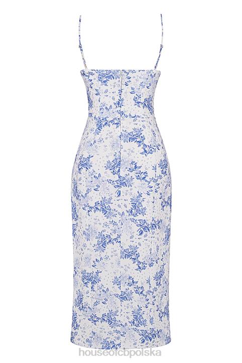 House of CB Niebieska Midi Sukienka Gorsetowa Charlotte Modna Odzież