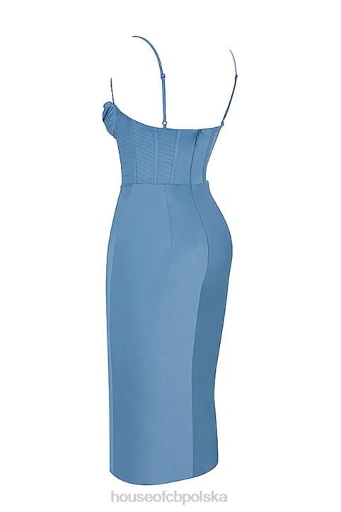 House of CB Niebieska Gorsetowa Sukienka Midi Myrna Aegean Stylowa Elegancja