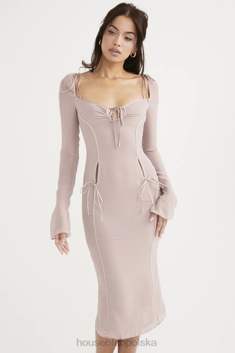 House of CB Ofelia sukienka midi z kryształowymi wycięciami w kolorze eleganckim