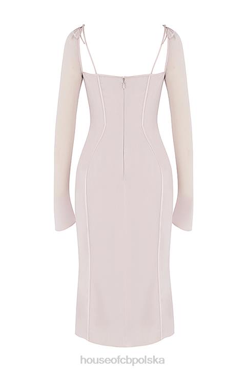 House of CB Ofelia sukienka midi z kryształowymi wycięciami w kolorze eleganckim