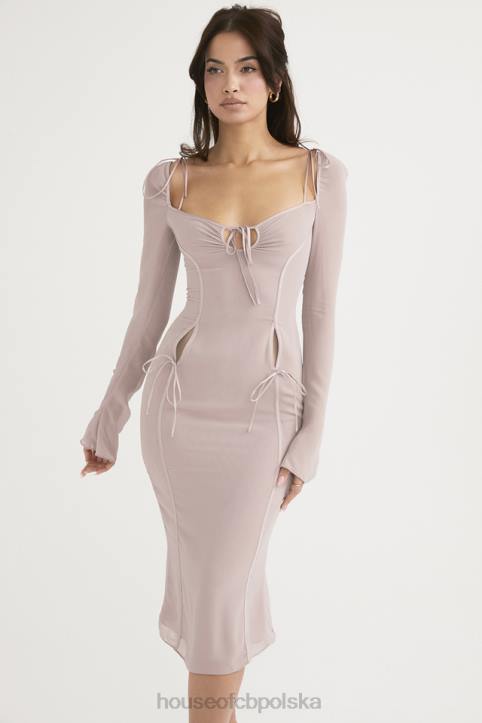 House of CB Ofelia sukienka midi z kryształowymi wycięciami w kolorze eleganckim