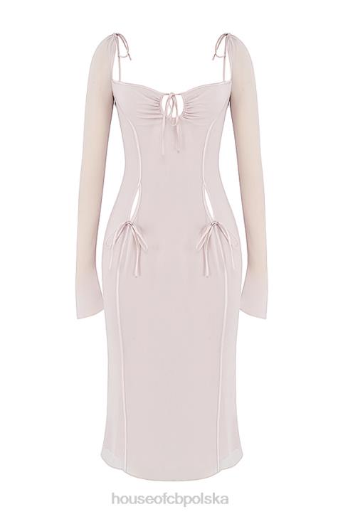 House of CB Ofelia sukienka midi z kryształowymi wycięciami w kolorze eleganckim