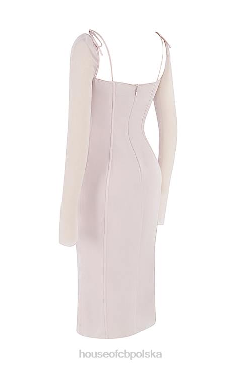 House of CB Ofelia sukienka midi z kryształowymi wycięciami w kolorze eleganckim