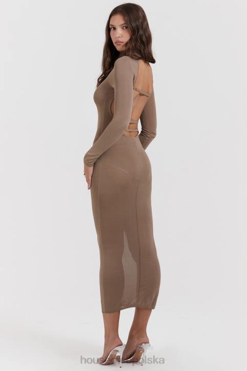House of CB Roberta Tan midi sukienka dzianinowa elegancka moda