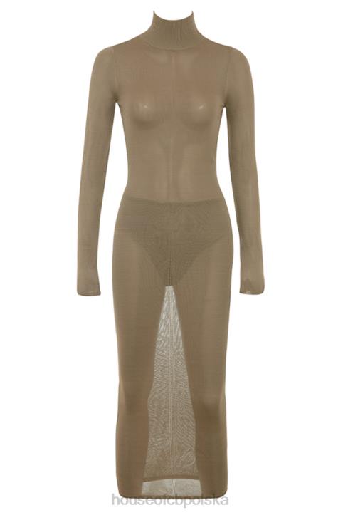 House of CB Roberta Tan midi sukienka dzianinowa elegancka moda