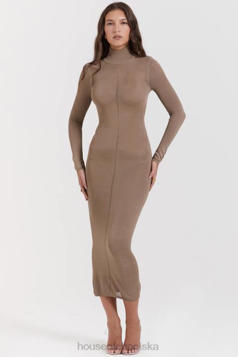 House of CB Roberta Tan midi sukienka dzianinowa elegancka moda