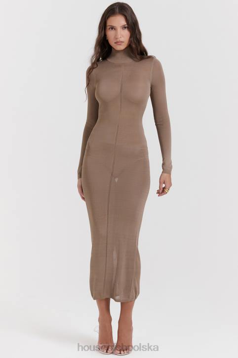 House of CB Roberta Tan midi sukienka dzianinowa elegancka moda