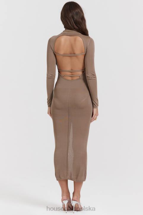 House of CB Roberta Tan midi sukienka dzianinowa elegancka moda