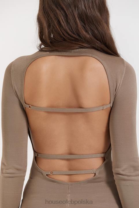 House of CB Roberta Tan midi sukienka dzianinowa elegancka moda