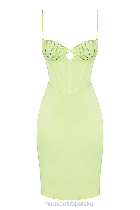 House of CB Midi Sukienka Nathalia Pistacjowa Elegancka Odzież Damska