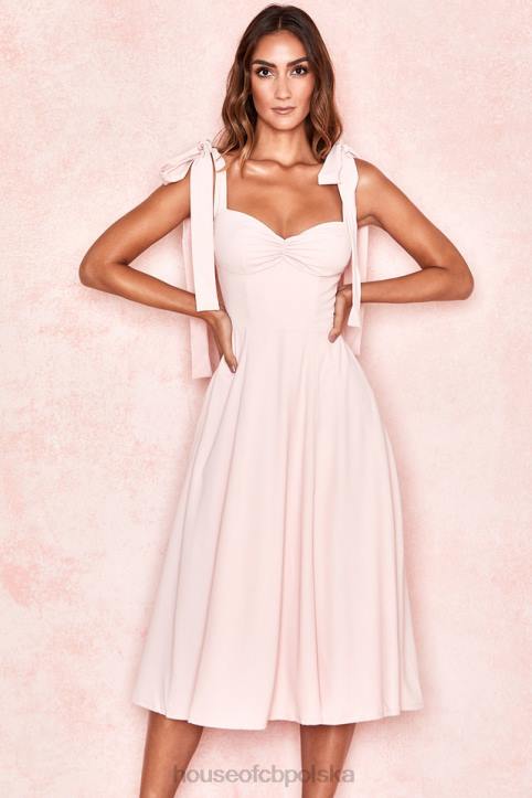 House of CB Sukienka midi Alicia pudrowy róż modna elegancka odzież
