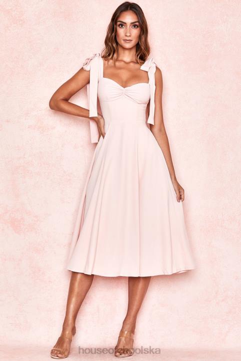 House of CB Sukienka midi Alicia pudrowy róż modna elegancka odzież