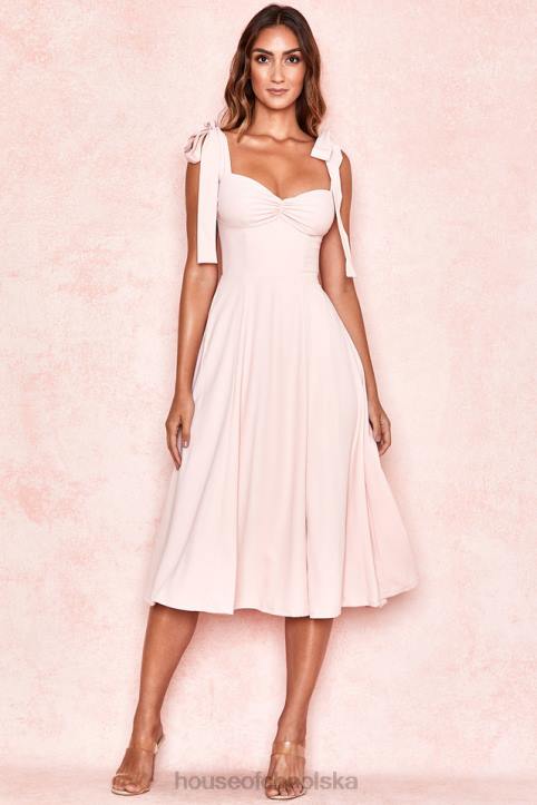 House of CB Sukienka midi Alicia pudrowy róż modna elegancka odzież