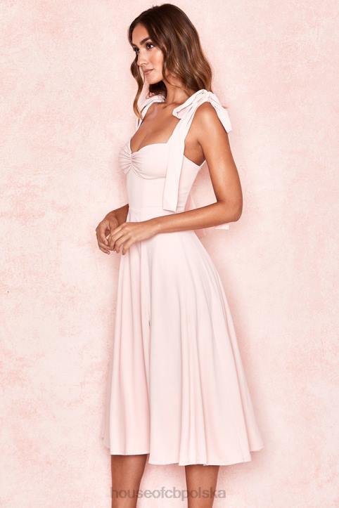 House of CB Sukienka midi Alicia pudrowy róż modna elegancka odzież