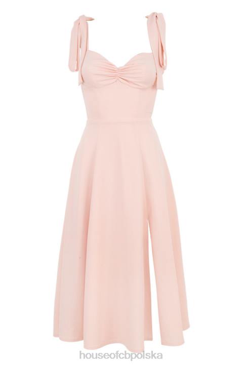 House of CB Sukienka midi Alicia pudrowy róż modna elegancka odzież