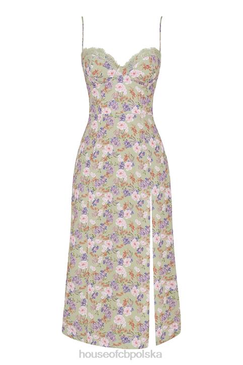 House of CB Sukienka midi Charlotte Piwonowy Print Elegancja na Każdą Okazję