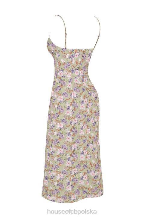 House of CB Sukienka midi Charlotte Piwonowy Print Elegancja na Każdą Okazję