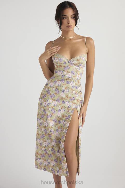 House of CB Sukienka midi Charlotte Piwonowy Print Elegancja na Każdą Okazję