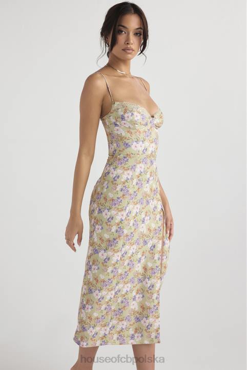 House of CB Sukienka midi Charlotte Piwonowy Print Elegancja na Każdą Okazję
