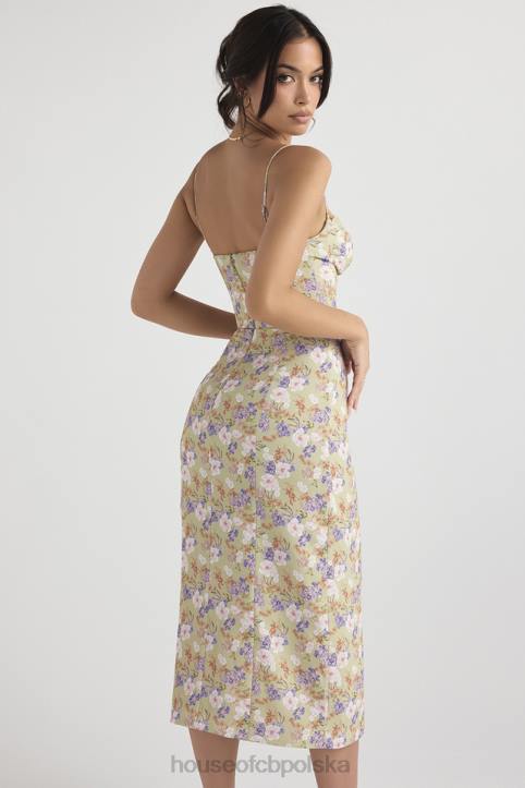 House of CB Sukienka midi Charlotte Piwonowy Print Elegancja na Każdą Okazję