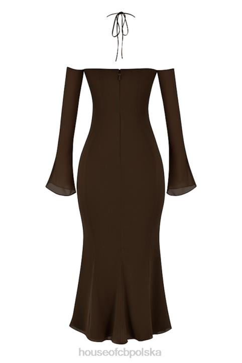 House of CB Sukienka midi na ramiączkach Naomi espresso modna odzież damska