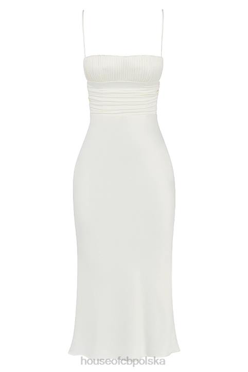 House of CB Sukienka midi gorset satynowa w kolorze kości słoniowej Lois 4PND410 elegancka moda kobieca