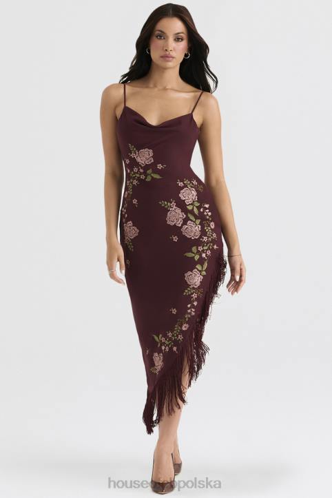 House of CB Wina Eloisa Midi Sukienka z Haftem Elegancja