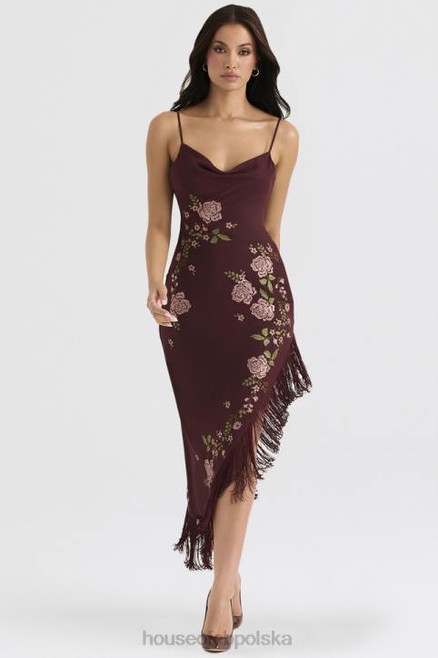 House of CB Wina Eloisa Midi Sukienka z Haftem Elegancja