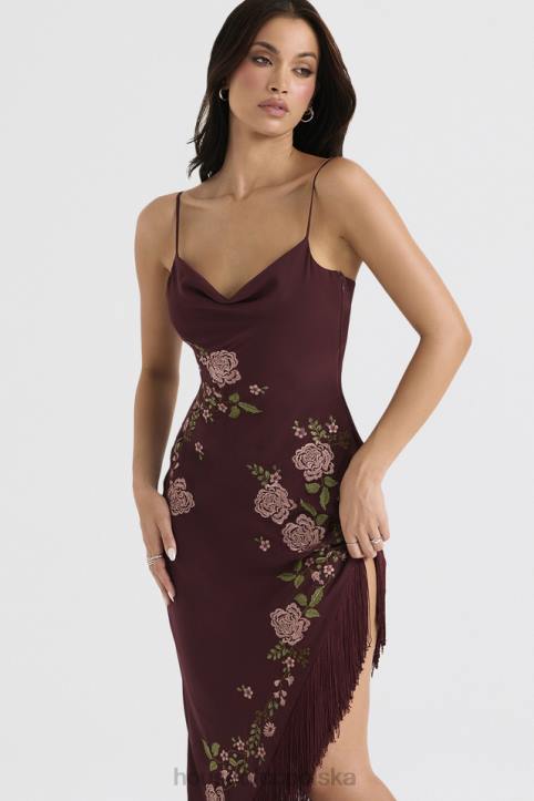 House of CB Wina Eloisa Midi Sukienka z Haftem Elegancja