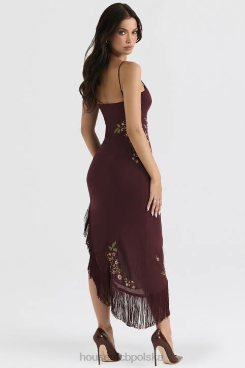 House of CB Wina Eloisa Midi Sukienka z Haftem Elegancja