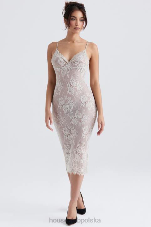 House of CB Sukienka midi koronki Serelle w kolorze kości słoniowej elegancka moda na każdą okazję