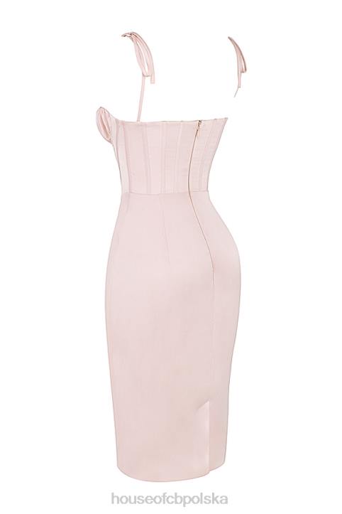 House of CB Sukienka midi z gorsetem w pudrowym różu Alma 4PND546 elegancka odzież dla kobiet