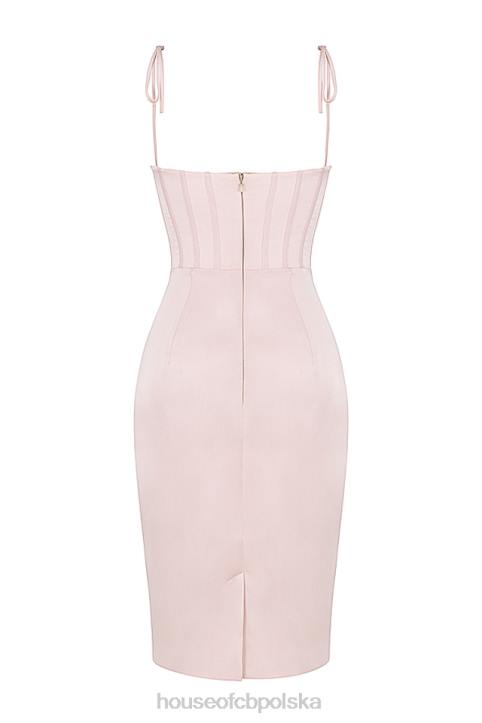 House of CB Sukienka midi z gorsetem w pudrowym różu Alma 4PND546 elegancka odzież dla kobiet